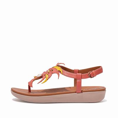 Sandalias Fitflop TIA Jewel Feather Leather Back-Strap Mujer Rosas | Chile-49156