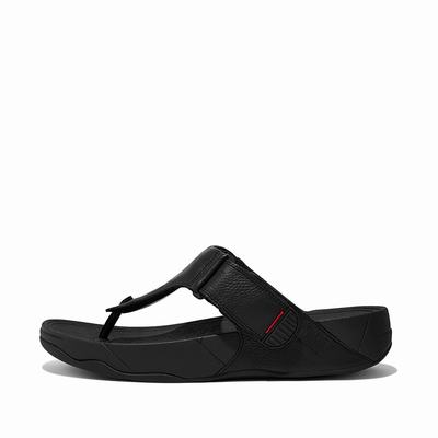 Sandalias Fitflop TRAKK II Leather Toe-Post Hombre Negras | Chile-42781