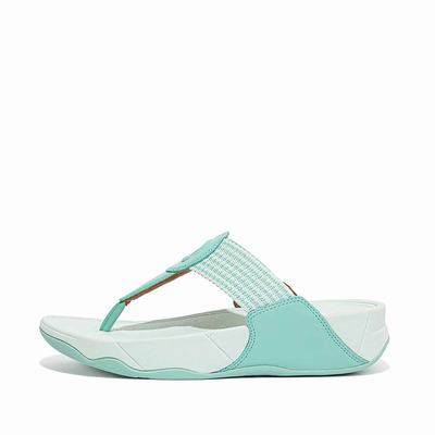 Sandalias Fitflop WALKSTAR Finestripe Toe-Post Mujer Verde | Chile-63208