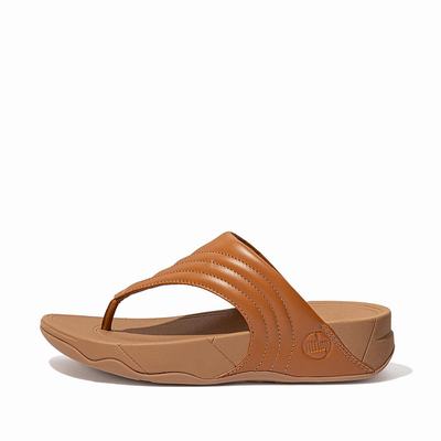 Sandalias Fitflop WALKSTAR Leather Toe-Post Mujer Marrones Claro | Chile-84126