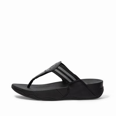 Sandalias Fitflop WALKSTAR Webbing Toe-Post Mujer Negras | Chile-18246