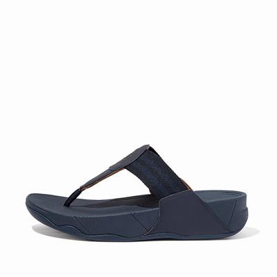 Sandalias Fitflop WALKSTAR Webbing Toe-Post Mujer Azul Marino | Chile-84963