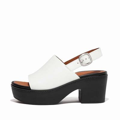 Sandalias con plataforma Fitflop PILAR Leather Mujer Creme | Chile-26438