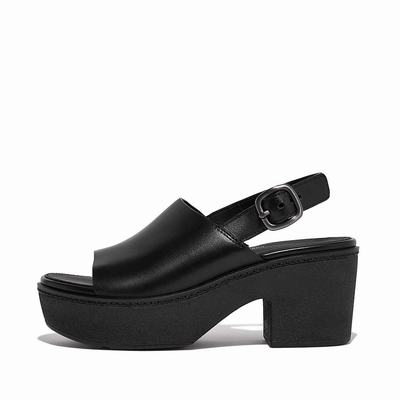 Sandalias con plataforma Fitflop PILAR Leather Mujer Negras | Chile-54380