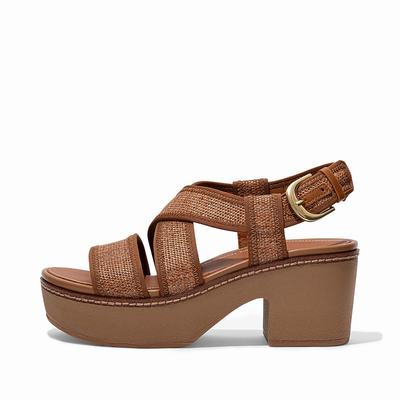 Sandalias con plataforma Fitflop PILAR Woven Back-Strap Mujer Marrones Claro | Chile-69748