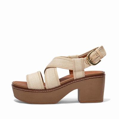 Sandalias con plataforma Fitflop PILAR Woven Back-Strap Mujer Beige Marrones | Chile-85436