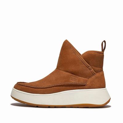 Zapatillas Fitflop F-MODE Nubuck-Mix Flatform Bootie Mujer Marrones Claro | Chile-06792