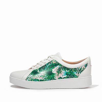 Zapatillas Fitflop RALLY Jungle-Print Leather Mujer Blancas | Chile-58270