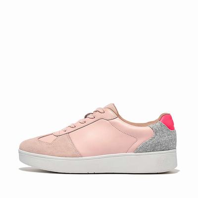 Zapatillas Fitflop RALLY Leather/Felt Panel Mujer Rosas Gris | Chile-10943