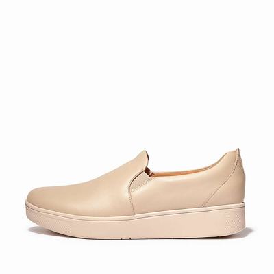 Zapatillas Fitflop RALLY Leather Slip-On Skate Mujer Gris Beige | Chile-30286