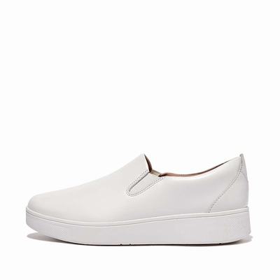 Zapatillas Fitflop RALLY Leather Slip-On Skate Mujer Blancas | Chile-73569