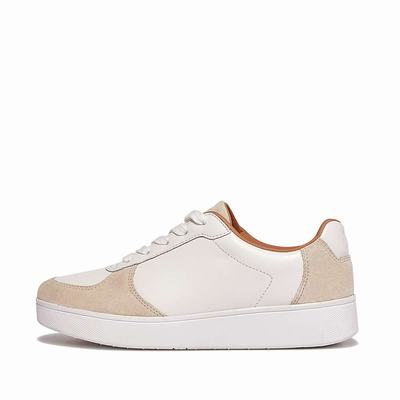 Zapatillas Fitflop RALLY Leather/Suede Panel Mujer Blancas Beige | Chile-71385