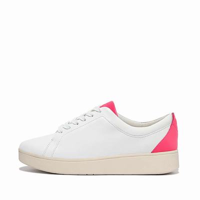 Zapatillas Fitflop RALLY Neon-Pop Leather Mujer Blancas Rosas | Chile-38170