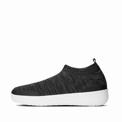 Zapatillas Fitflop UBERKNIT Slip-On Mujer Negras Gris | Chile-27496