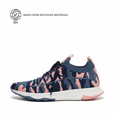 Zapatillas Fitflop VITAMIN FF E01 Camo Knit Sports Mujer Azul Marino | Chile-04967