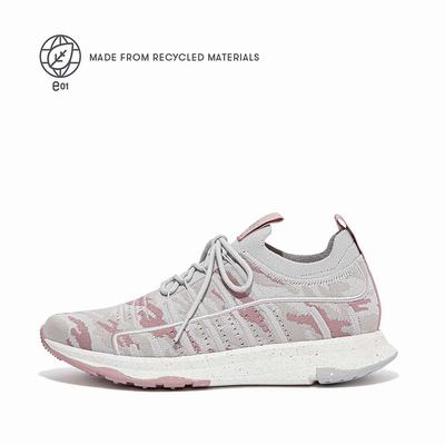 Zapatillas Fitflop VITAMIN FF E01 Camo Knit Sports Mujer Rosas | Chile-36219