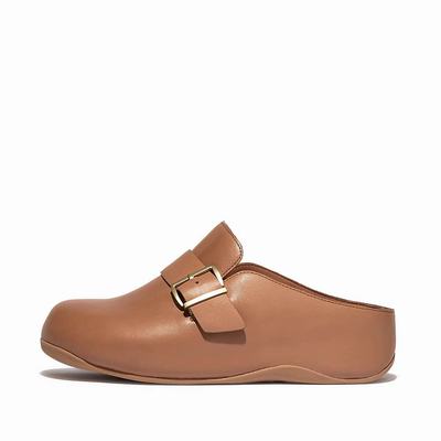 Zuecos Fitflop SHUV Buckle Strap Leather Mujer Marrones | Chile-97248