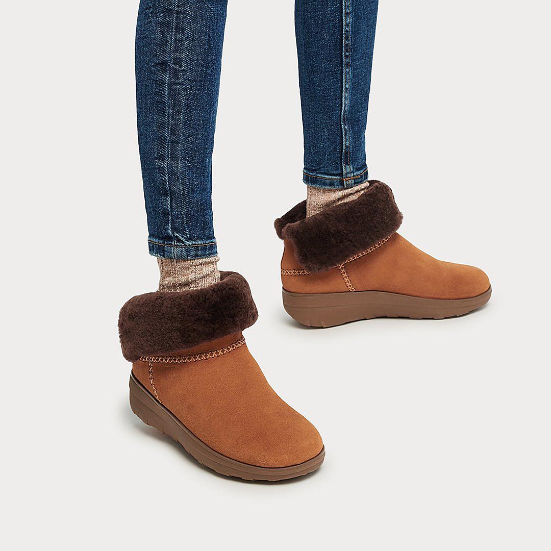 Botas de Invierno Fitflop MUKLUK SHORTY Shearling-Lined Suede Mujer Marrones | Chile-21598