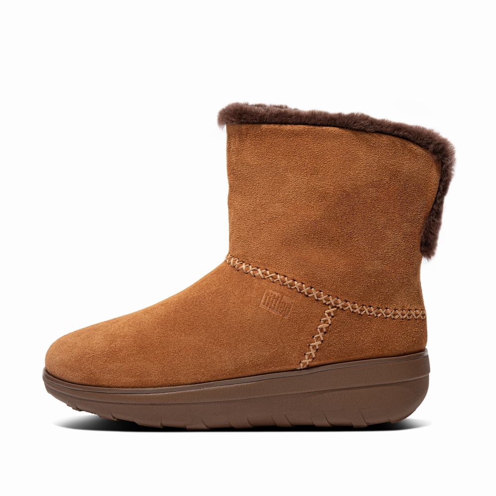 Botas de Invierno Fitflop MUKLUK SHORTY Shearling-Lined Suede Mujer Marrones | Chile-21598