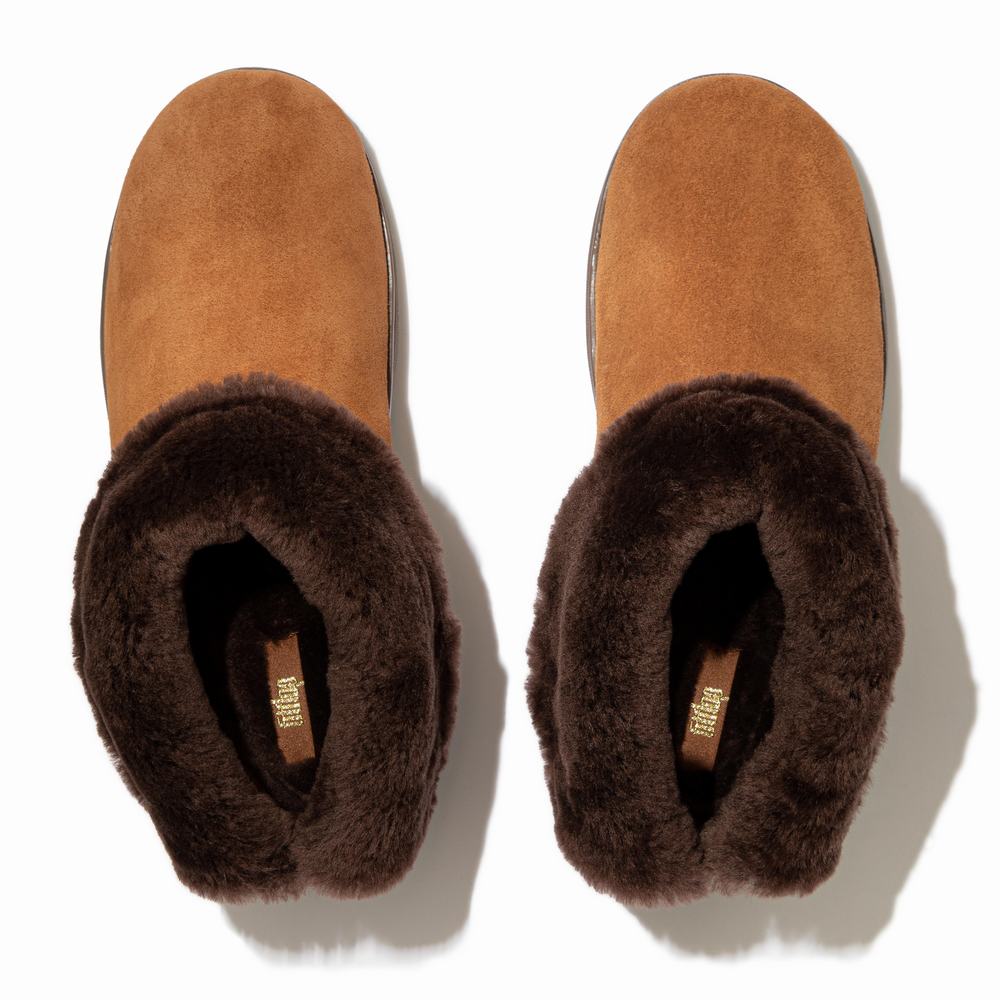 Botas de Invierno Fitflop MUKLUK SHORTY Shearling-Lined Suede Mujer Marrones | Chile-21598