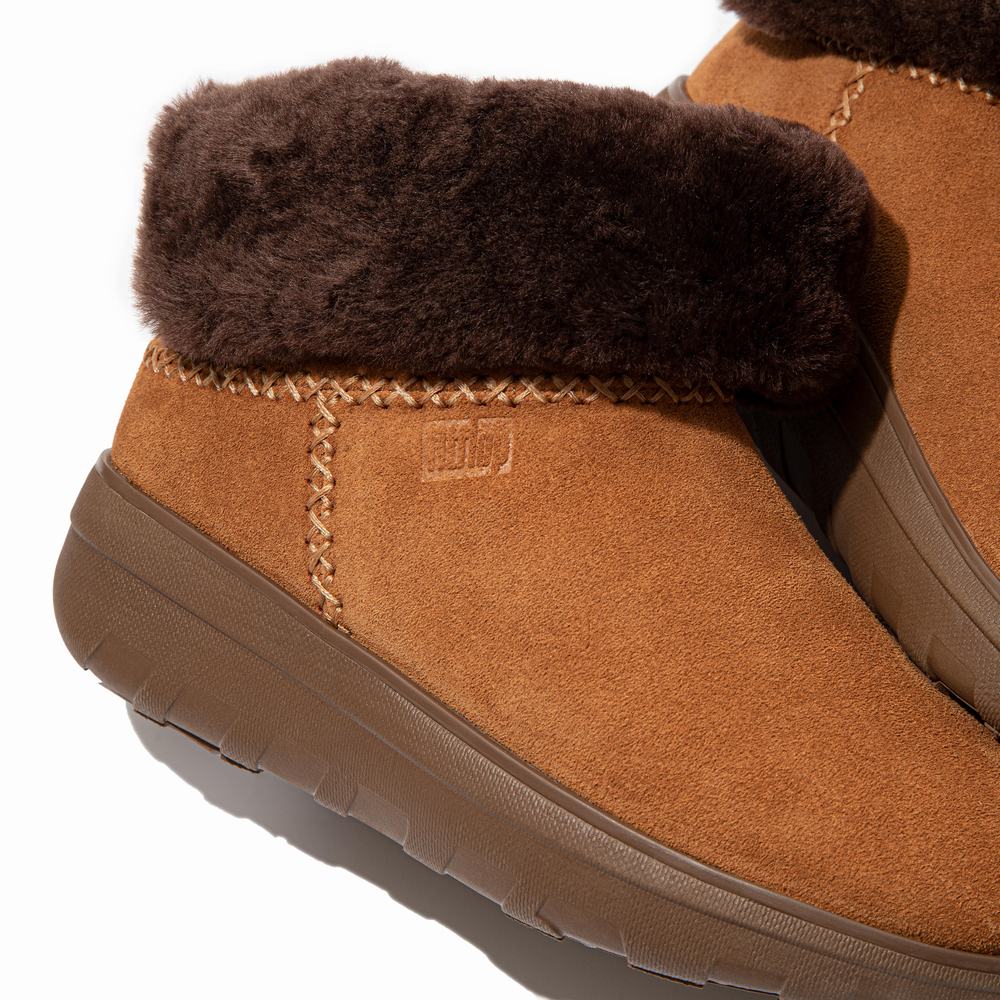 Botas de Invierno Fitflop MUKLUK SHORTY Shearling-Lined Suede Mujer Marrones | Chile-21598