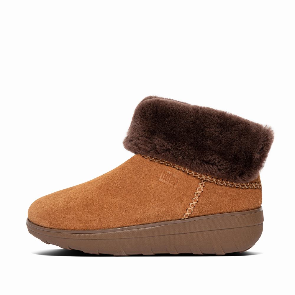 Botas de Invierno Fitflop MUKLUK SHORTY Shearling-Lined Suede Mujer Marrones | Chile-21598