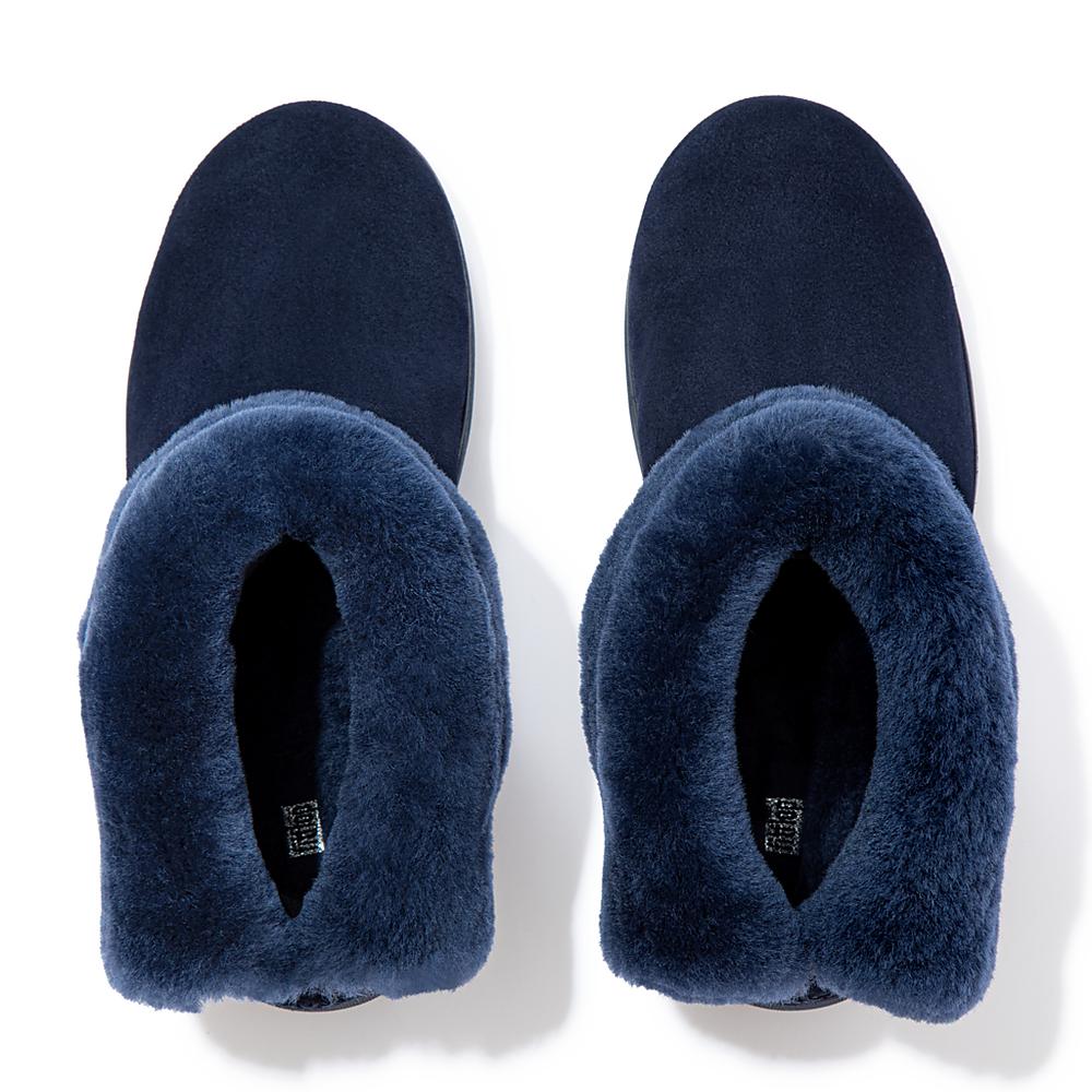 Botas de Invierno Fitflop MUKLUK SHORTY Shearling-Lined Suede Mujer Azul Marino | Chile-71302