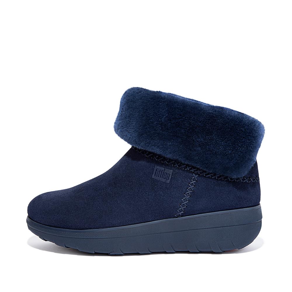 Botas de Invierno Fitflop MUKLUK SHORTY Shearling-Lined Suede Mujer Azul Marino | Chile-71302