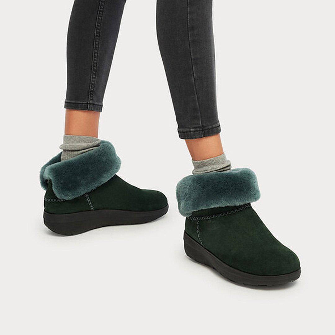 Botas de Invierno Fitflop MUKLUK SHORTY Shearling-Lined Suede Mujer Verde | Chile-80491