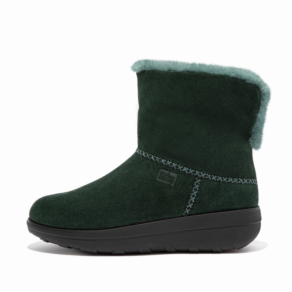 Botas de Invierno Fitflop MUKLUK SHORTY Shearling-Lined Suede Mujer Verde | Chile-80491