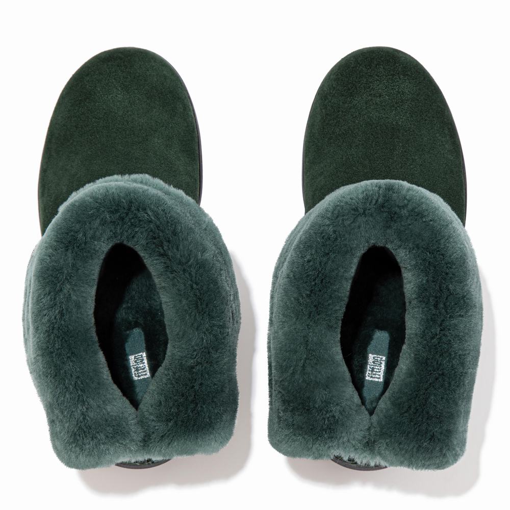 Botas de Invierno Fitflop MUKLUK SHORTY Shearling-Lined Suede Mujer Verde | Chile-80491