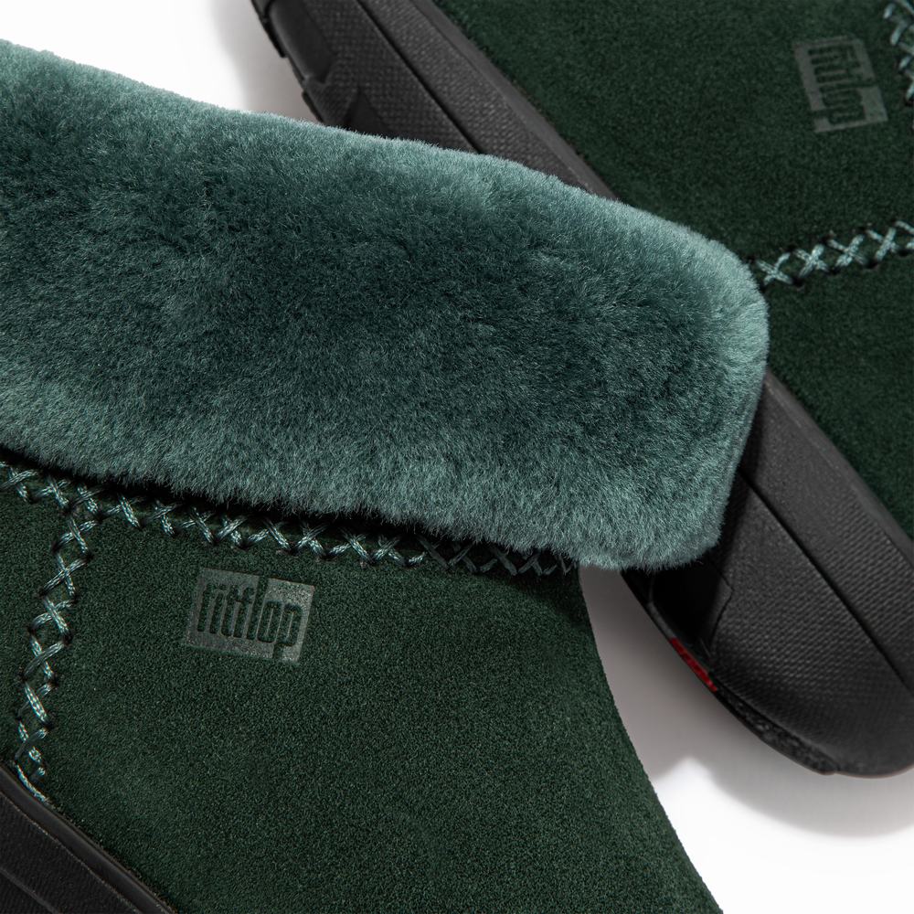 Botas de Invierno Fitflop MUKLUK SHORTY Shearling-Lined Suede Mujer Verde | Chile-80491