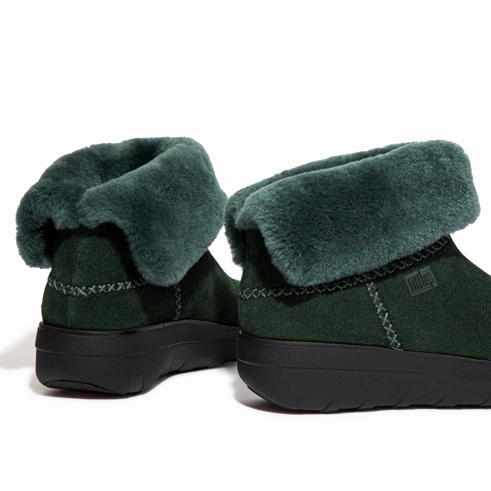 Botas de Invierno Fitflop MUKLUK SHORTY Shearling-Lined Suede Mujer Verde | Chile-80491