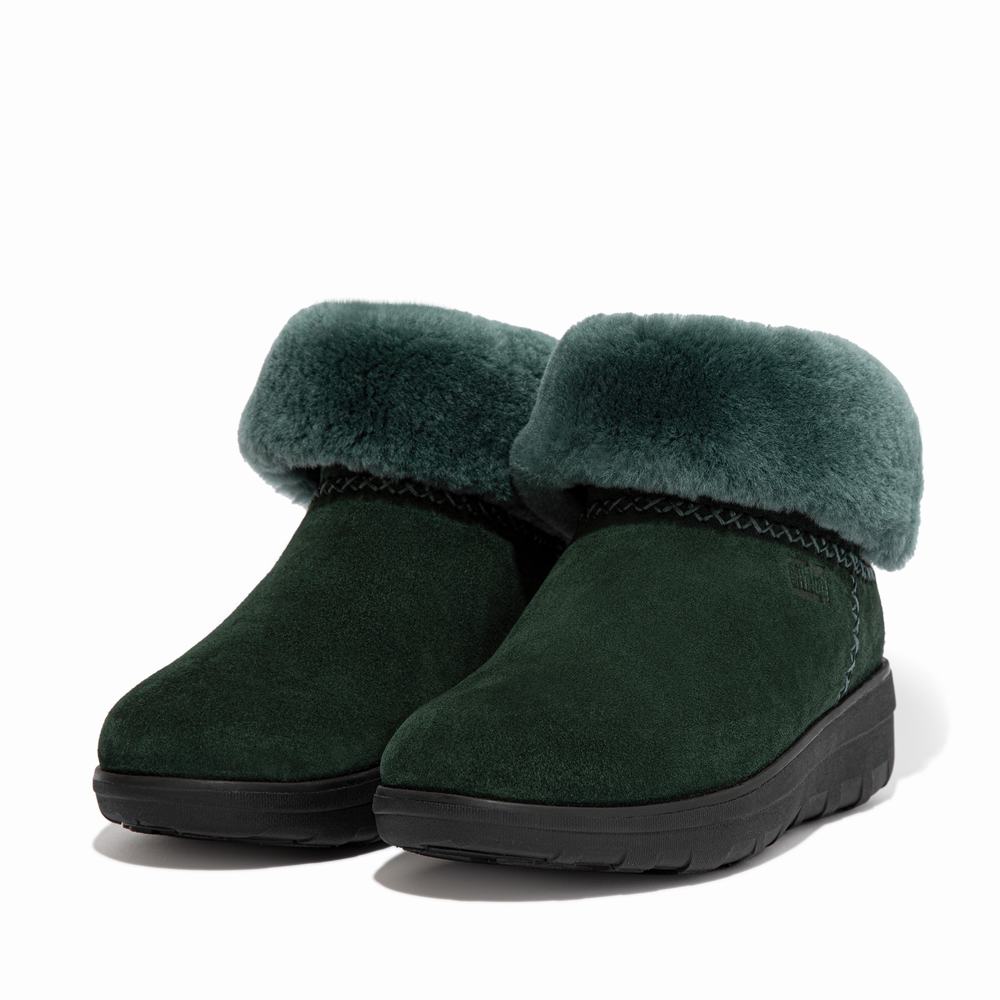 Botas de Invierno Fitflop MUKLUK SHORTY Shearling-Lined Suede Mujer Verde | Chile-80491