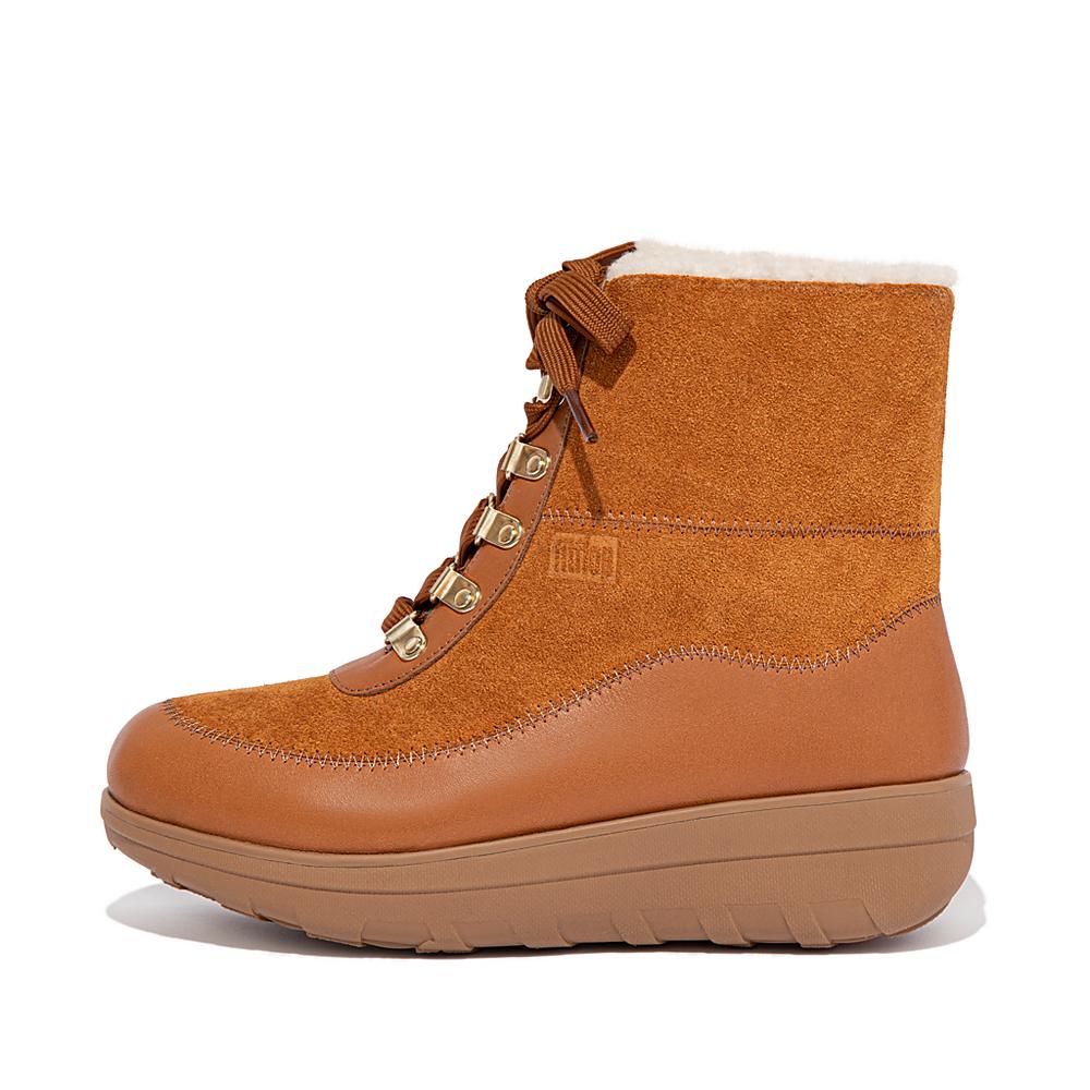 Botas de Invierno Fitflop MUKLUK Shearling-Lined Laced Mujer Marrones Claro | Chile-04579