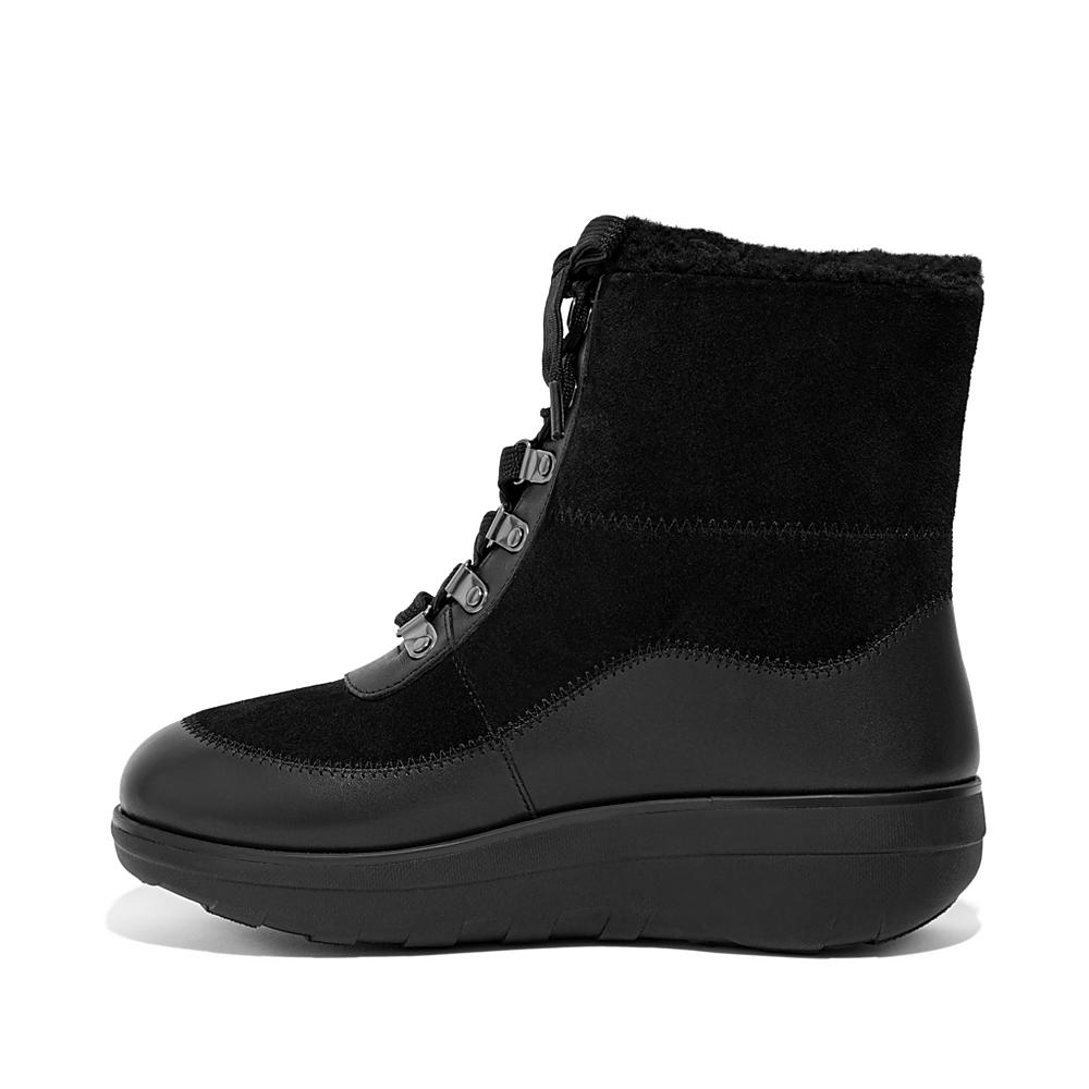 Botas de Invierno Fitflop MUKLUK Shearling-Lined Laced Mujer Negras | Chile-95481