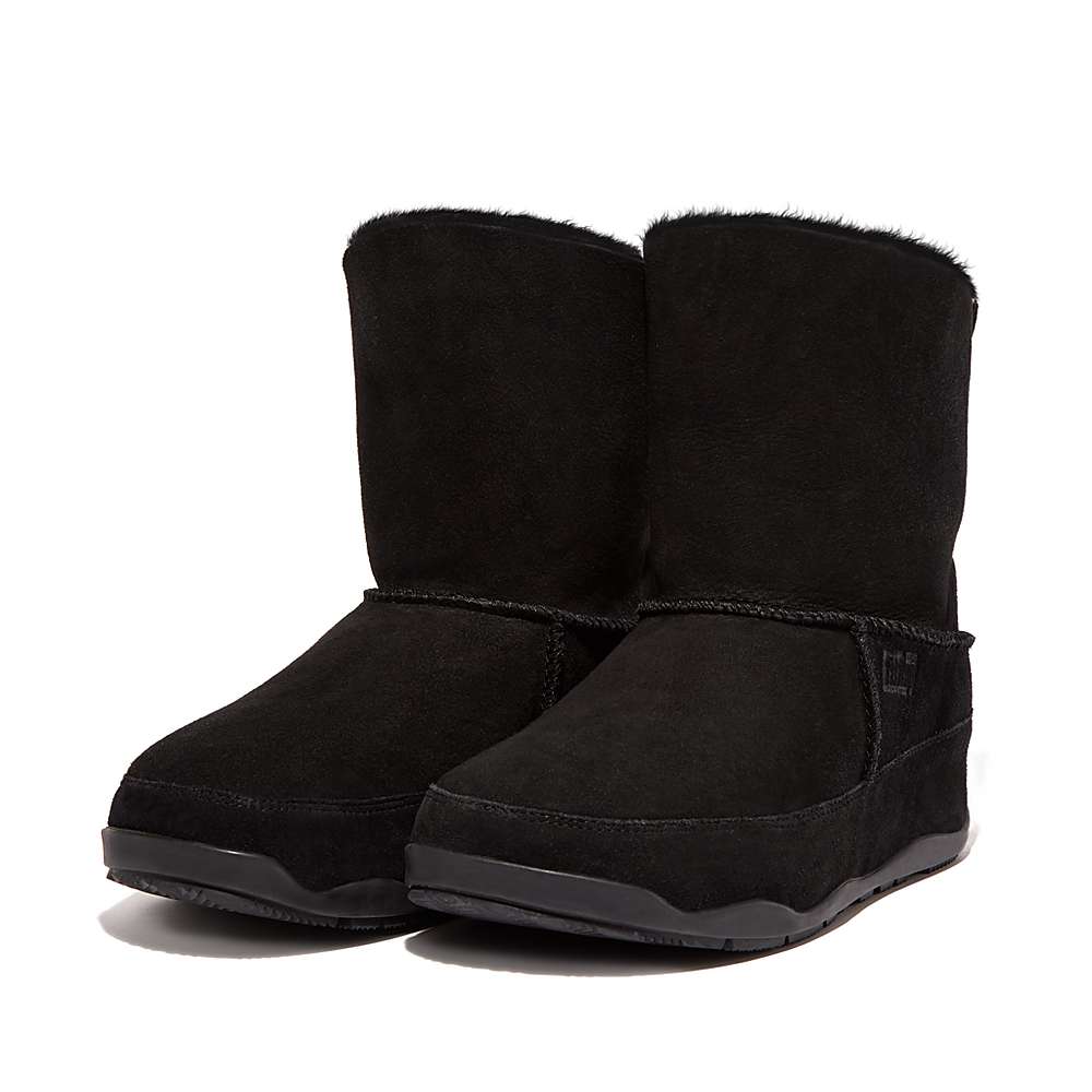 Botas de Invierno Fitflop Original MUKLUK SHORTY Double-Faced Shearling Mujer Negras | Chile-19683