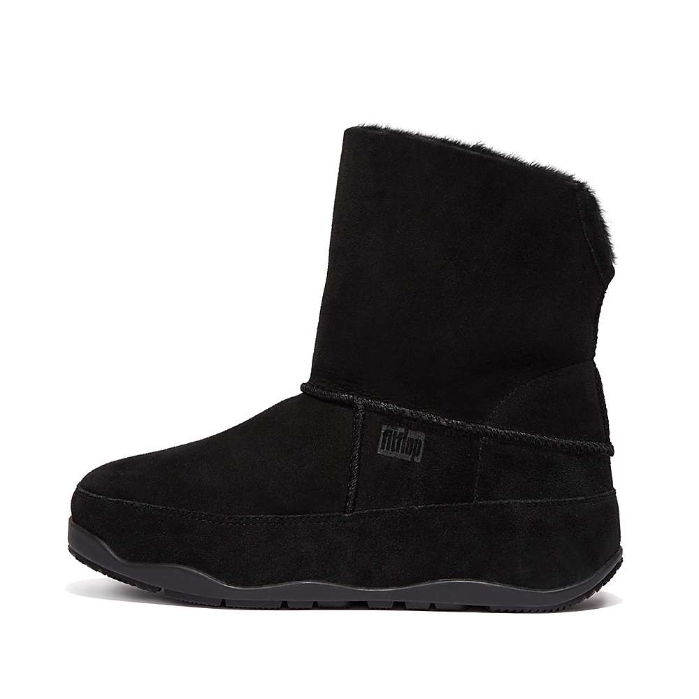 Botas de Invierno Fitflop Original MUKLUK SHORTY Double-Faced Shearling Mujer Negras | Chile-19683