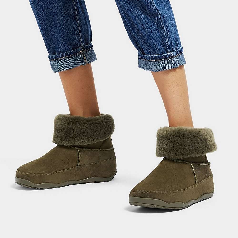 Botas de Invierno Fitflop Original MUKLUK SHORTY Double-Faced Shearling Mujer Verde Oliva | Chile-31260