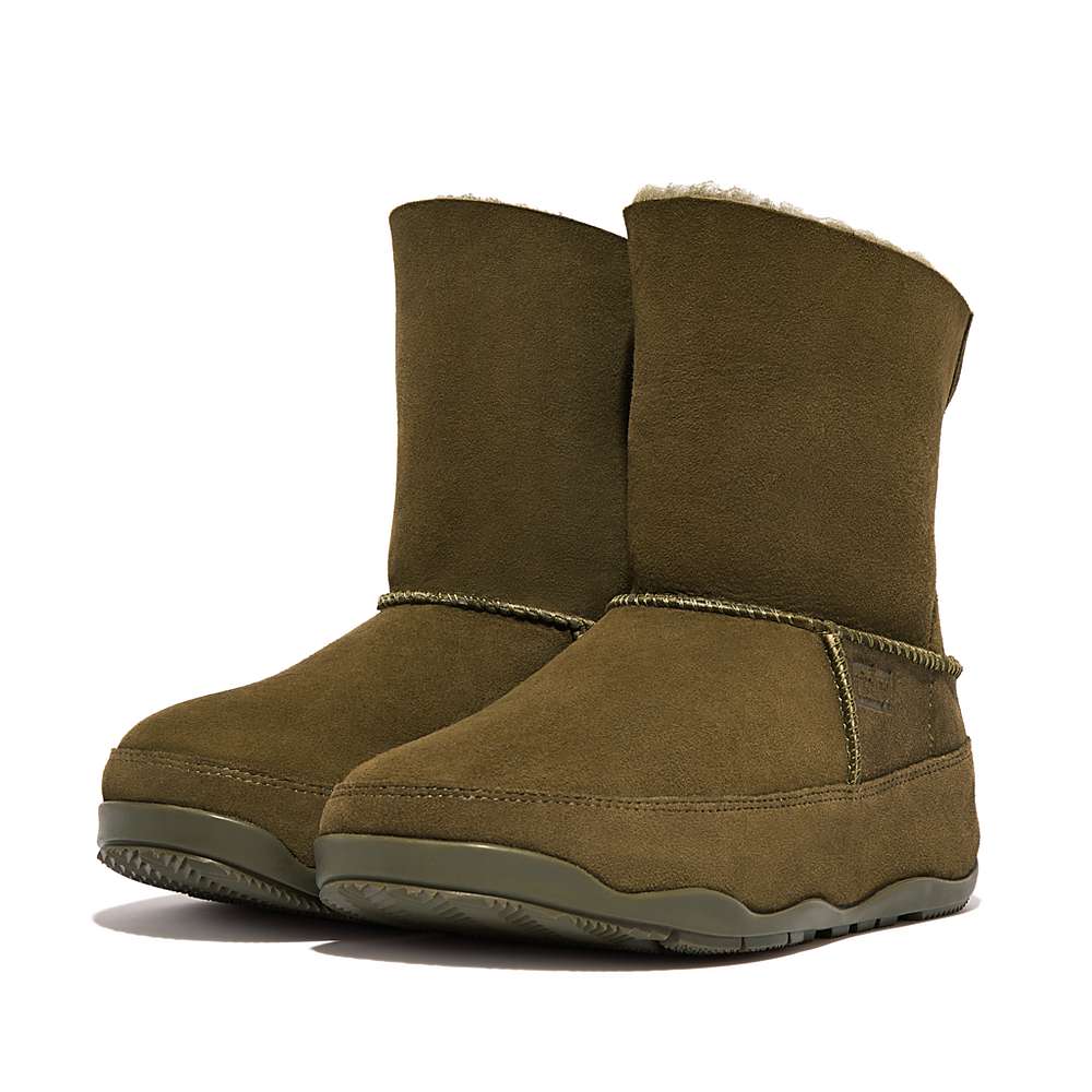 Botas de Invierno Fitflop Original MUKLUK SHORTY Double-Faced Shearling Mujer Verde Oliva | Chile-31260