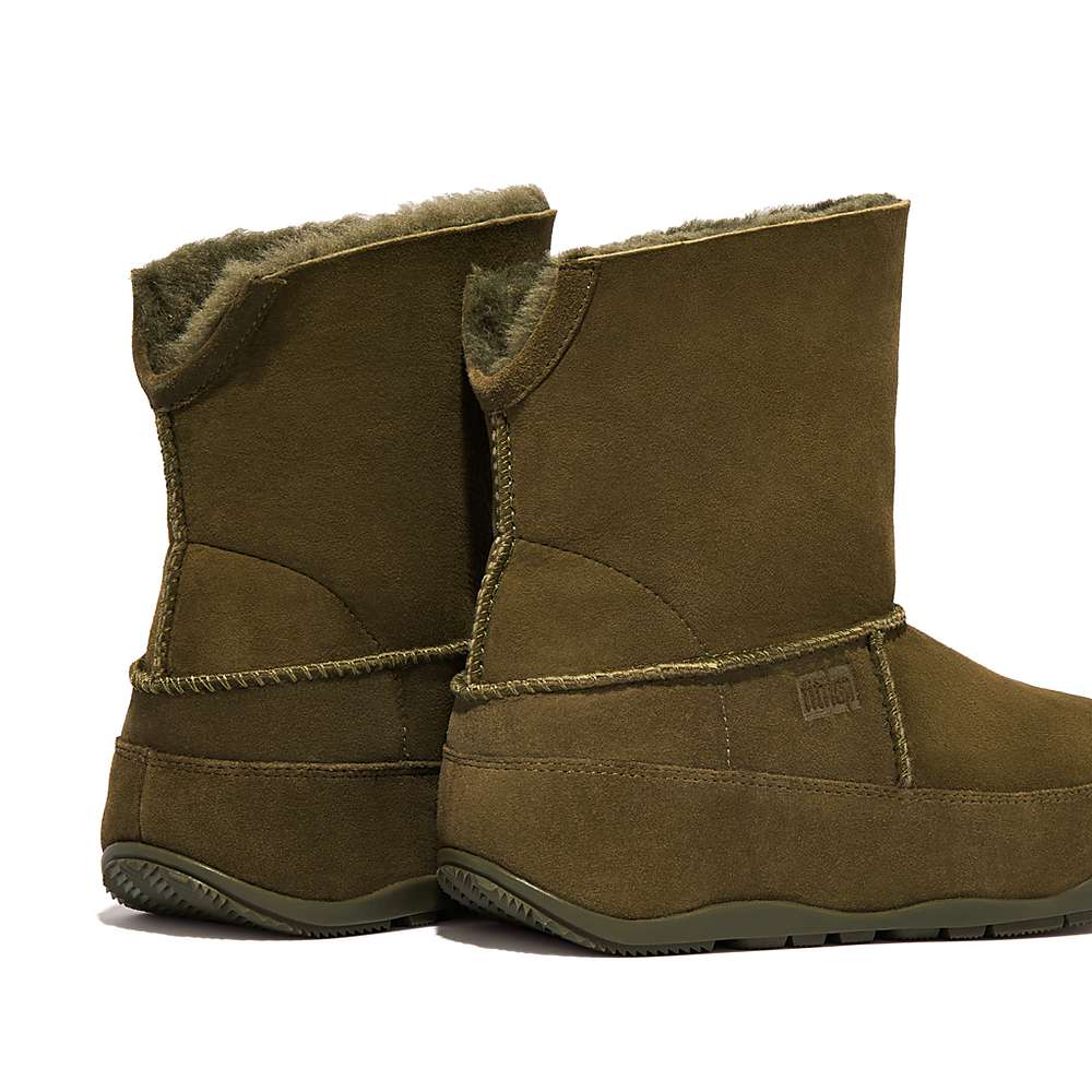 Botas de Invierno Fitflop Original MUKLUK SHORTY Double-Faced Shearling Mujer Verde Oliva | Chile-31260