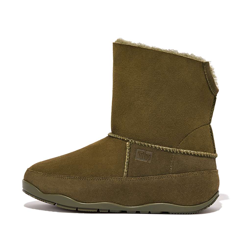 Botas de Invierno Fitflop Original MUKLUK SHORTY Double-Faced Shearling Mujer Verde Oliva | Chile-31260