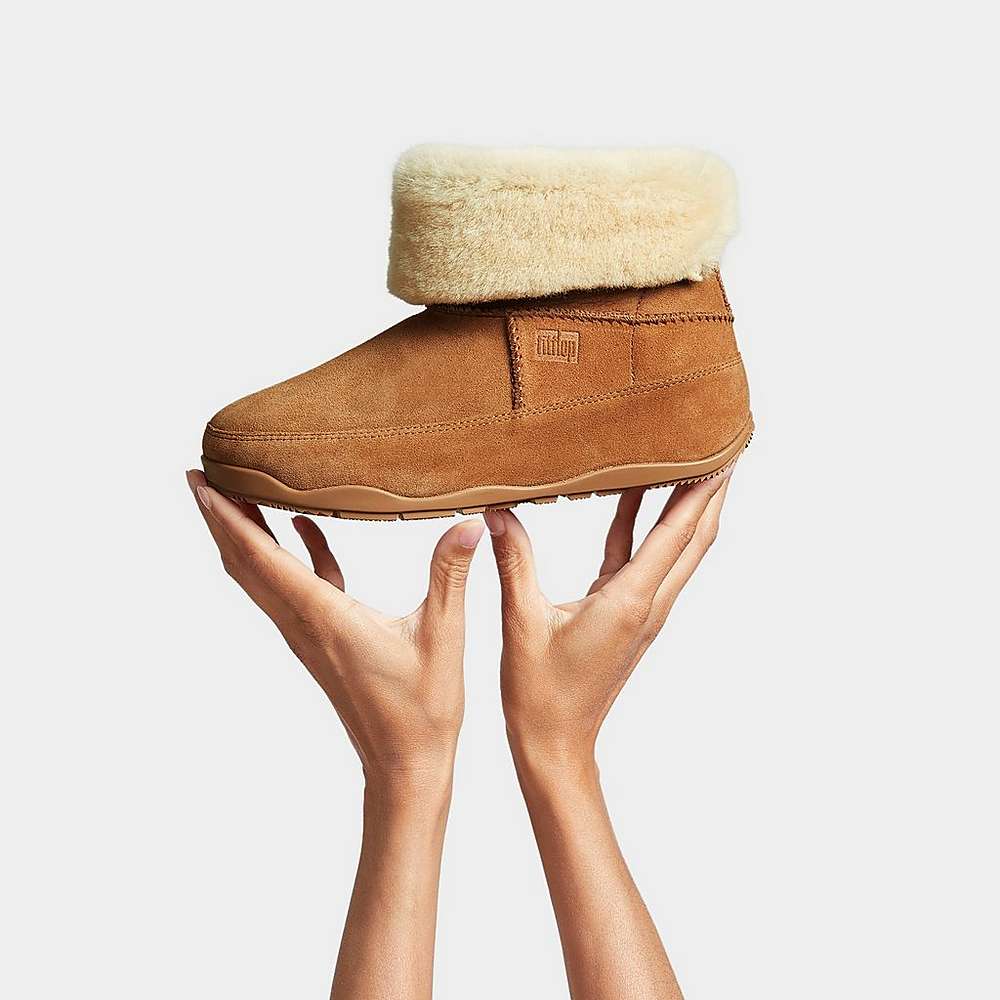 Botas de Invierno Fitflop Original MUKLUK SHORTY Double-Faced Shearling Mujer Marrones Claro | Chile-46023