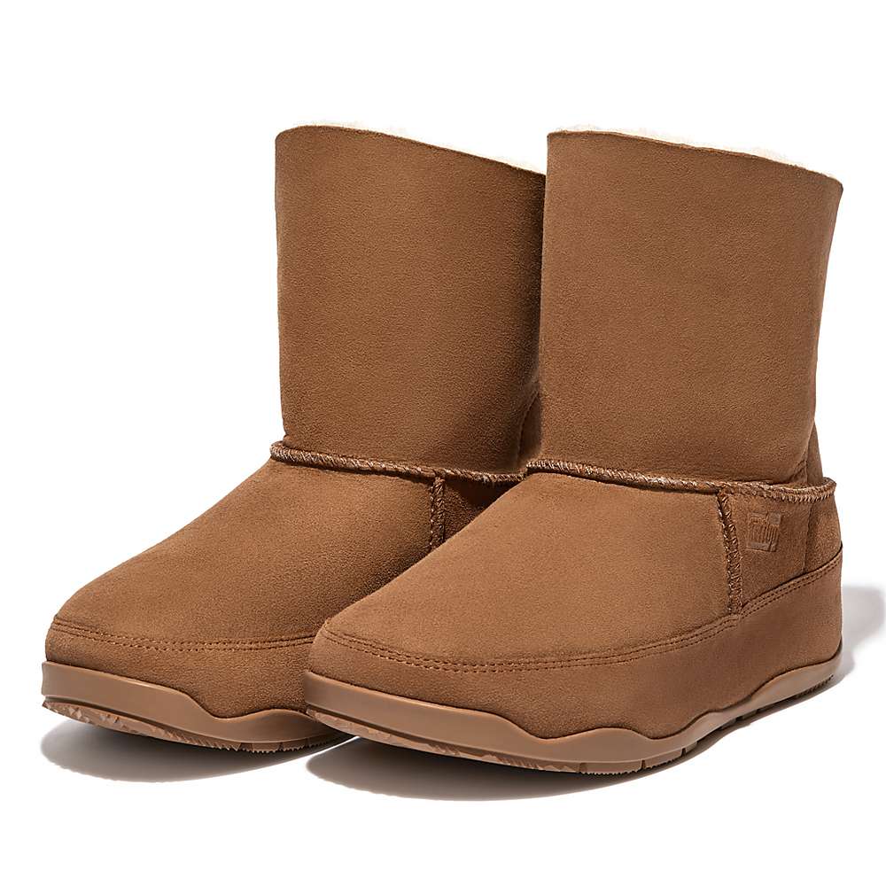 Botas de Invierno Fitflop Original MUKLUK SHORTY Double-Faced Shearling Mujer Marrones Claro | Chile-46023