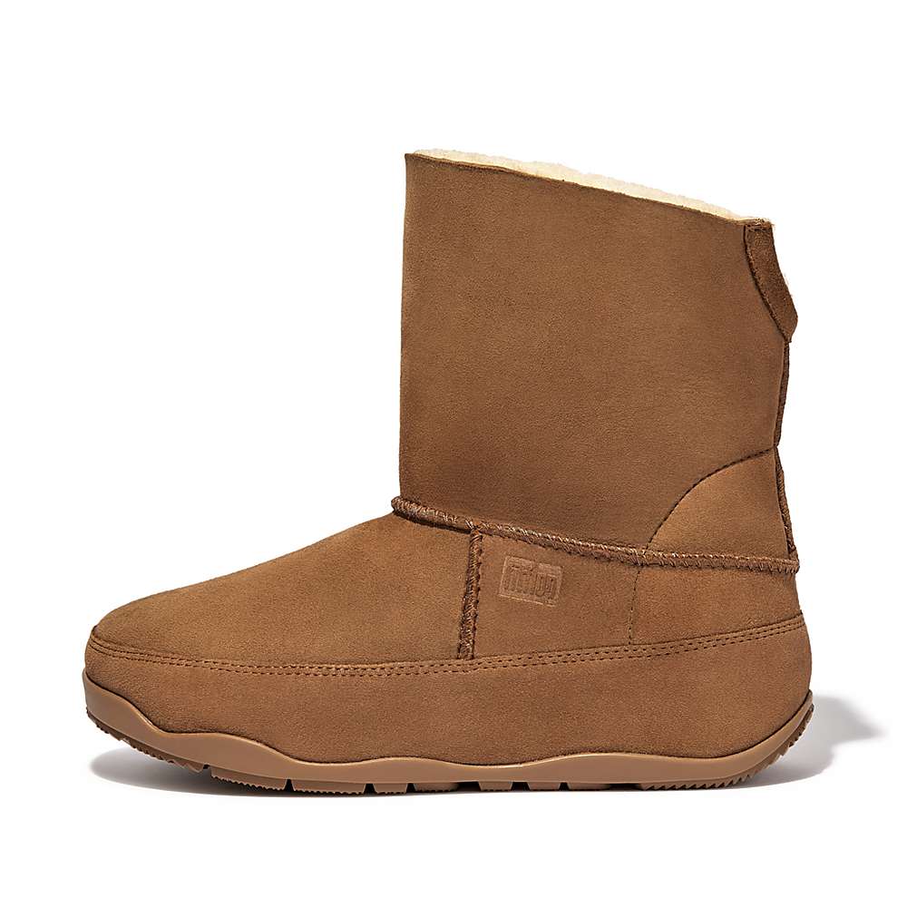 Botas de Invierno Fitflop Original MUKLUK SHORTY Double-Faced Shearling Mujer Marrones Claro | Chile-46023