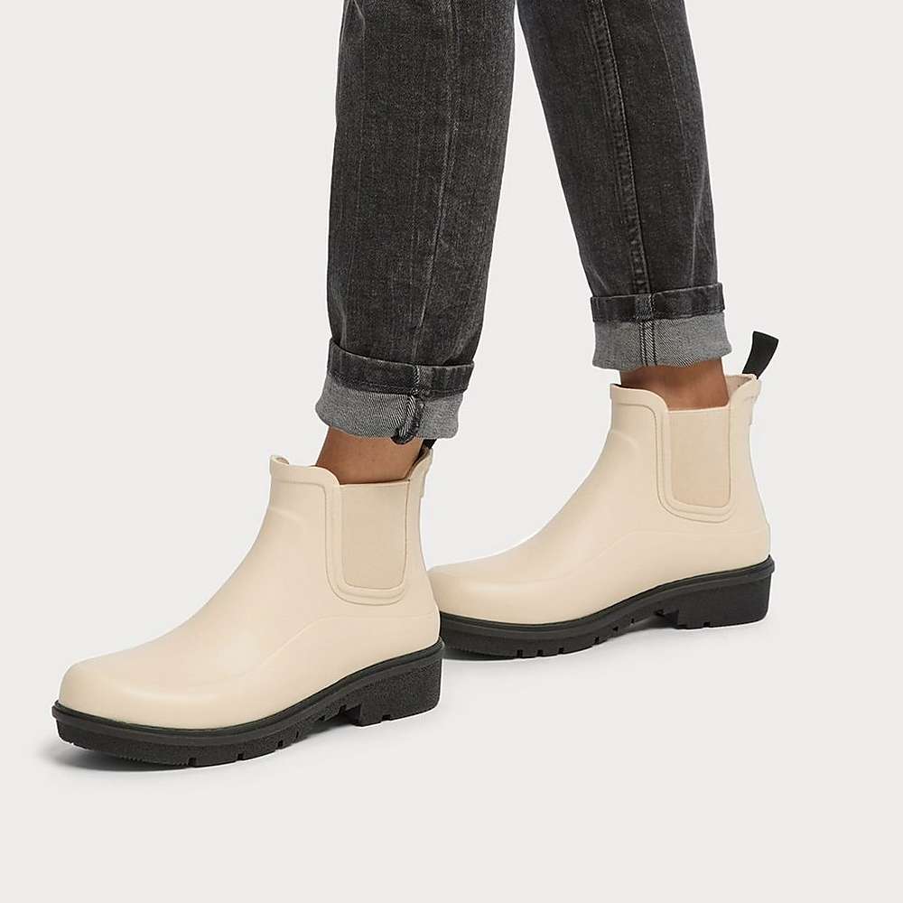 Botas de Lluvia Fitflop WONDERWELLY Contrast-Sole Chelsea Mujer Creme | Chile-70182