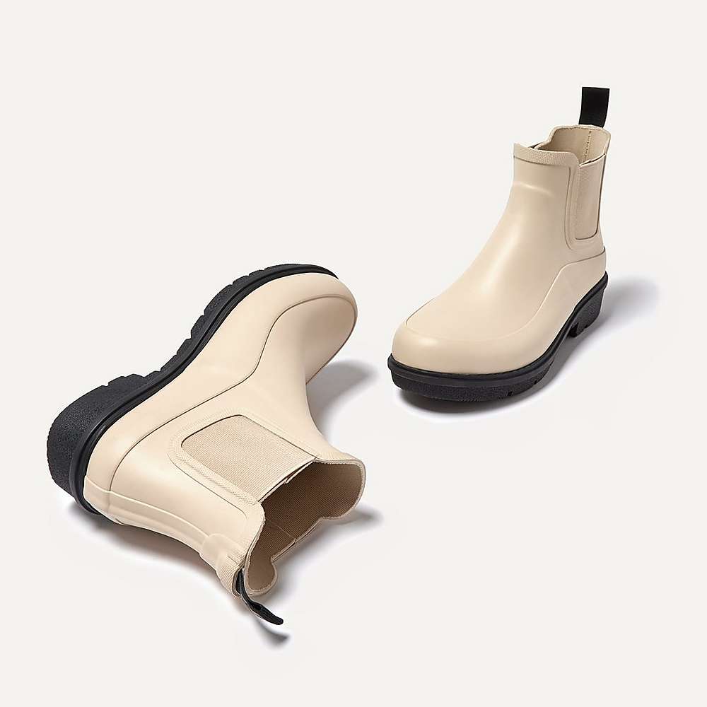 Botas de Lluvia Fitflop WONDERWELLY Contrast-Sole Chelsea Mujer Creme | Chile-70182