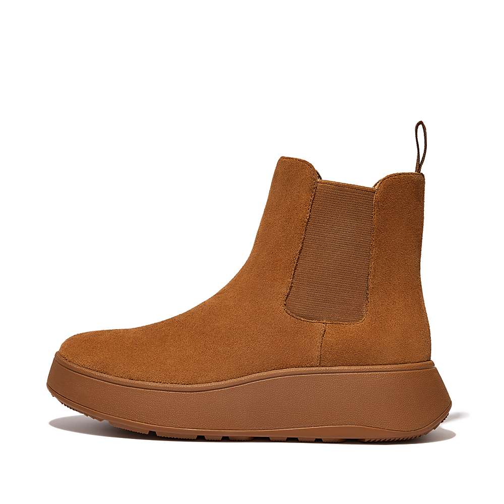 Botines Chelsea Fitflop F-MODE Suede Flatform Mujer Marrones Claro | Chile-38426