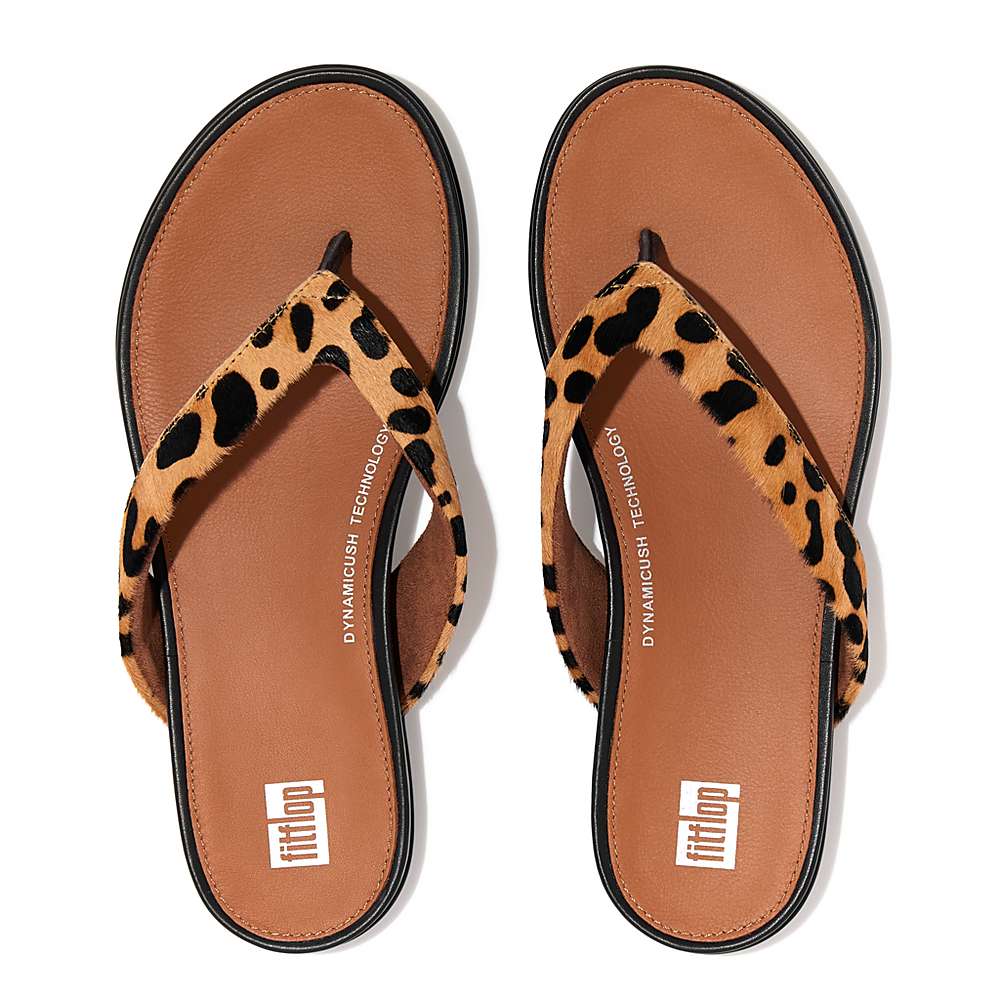 Chanclas Fitflop GRACIE Leopard-Print Leather Mujer Leopardo | Chile-24398