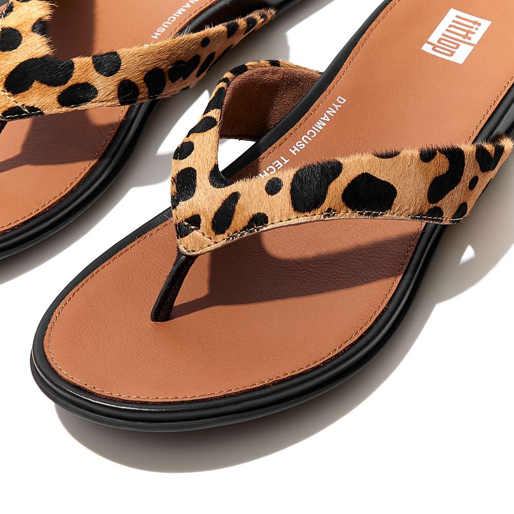 Chanclas Fitflop GRACIE Leopard-Print Leather Mujer Leopardo | Chile-24398